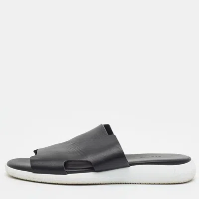 Pre-owned Hermes Embeleme Size 43.5 Black Leather Flat Sandals