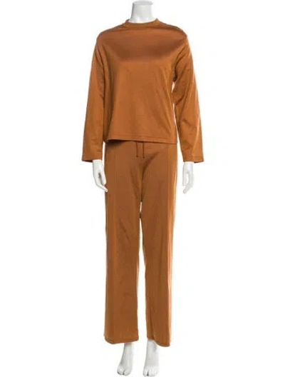 Pre-owned Hermes Embroidered Accent Lounge Set In Orange