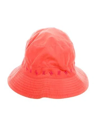 Pre-owned Hermes Embroidered Bucket Hat In Orange