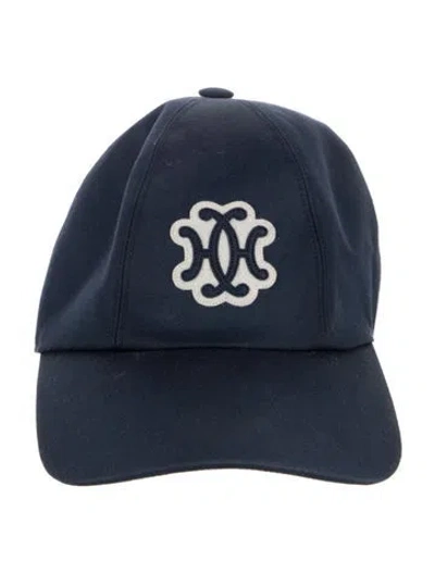 Pre-owned Hermes Embroidered Cap In Blue