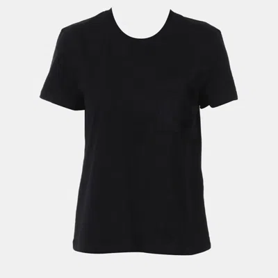 Pre-owned Hermes Embroidered Pocket Black Cotton T-shirt