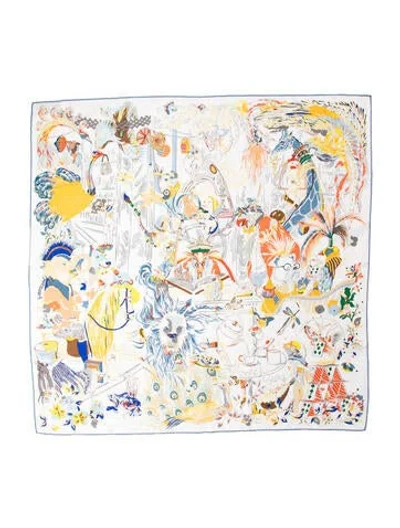 Pre-owned Hermes Emile Et Une Nuit Silk Scarf In Neutral