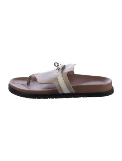 Pre-owned Hermes Empire Leather Flip Flops In Multicolor