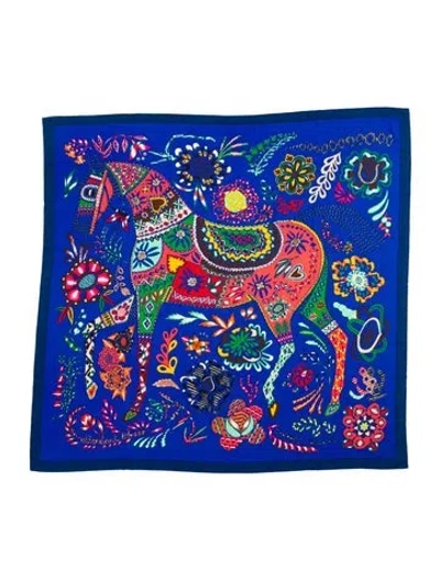 Pre-owned Hermes En Attendant Ulysse Cashmere Shawl In Blue