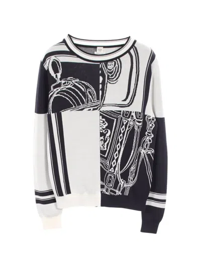 Pre-owned Hermes En Désordre Bride De Gala Sweater In White