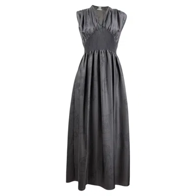 Pre-owned Hermes En Désordre Finesse Brown Silk Printed Dress