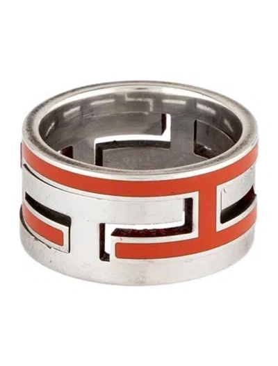 Pre-owned Hermes Enamel Arcane Moveable H Ring In Multi