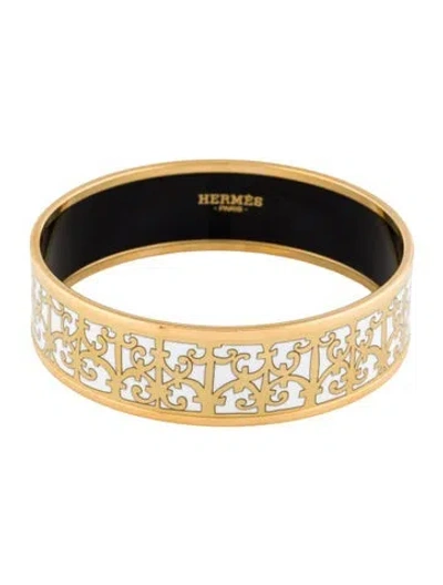 Pre-owned Hermes Enamel Balcons Du Guadalquivir Wide Bangle Bracelet, 7.5" In Multi