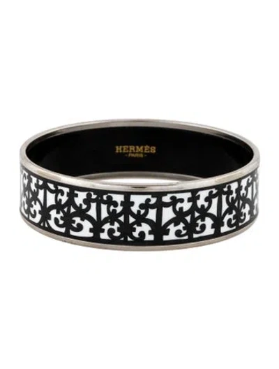 Pre-owned Hermes Enamel Balcons Du Guadalquivir Wide Bangle Bracelet, 7.5" In Multi