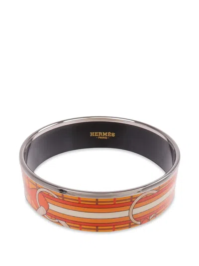Pre-owned Hermes Enamel Bangle In Orange