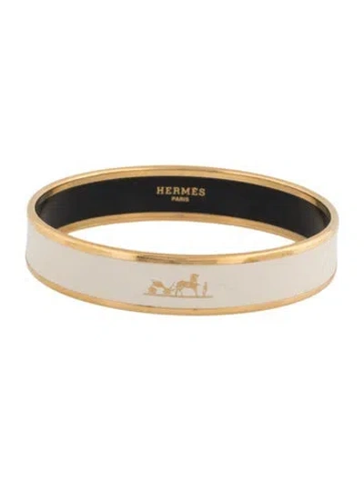 Pre-owned Hermes Enamel Calèche Wide Bangle Bracelet, 7.75" In Multi