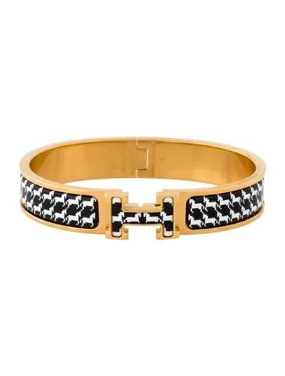 Pre-owned Hermes Enamel Chavel Clic H Bangle Bracelet, 6.75" In Multi