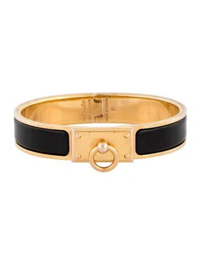 Pre-owned Hermes Enamel Clic Anneau Bangle Bracelet, 6.25" In Black