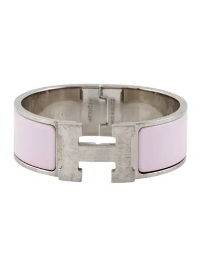 Pre-owned Hermes Enamel Clic Clac Bangle Bracelet, 6.25" In Pink