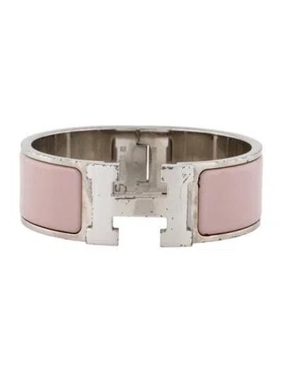 Pre-owned Hermes Enamel Clic Clac Bangle Bracelet, 6.5" In Pink