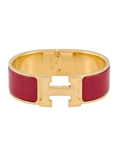 Pre-owned Hermes Enamel Clic Clac H Bangle, 7" In Multi
