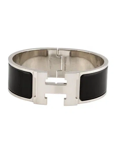 Pre-owned Hermes Enamel Clic Clac H Bangle Bracelet, 6.25" In Multi
