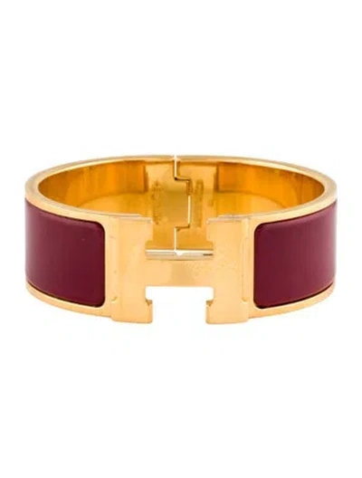 Pre-owned Hermes Enamel Clic Clac H Bangle Bracelet, 6.25" In Multi