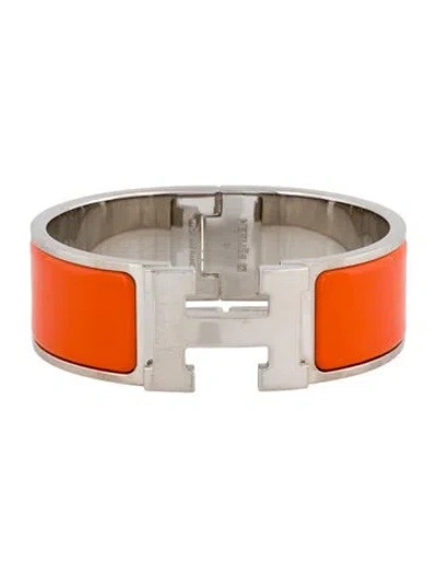 Pre-owned Hermes Enamel Clic Clac H Bangle Bracelet, 6.75" In Multi