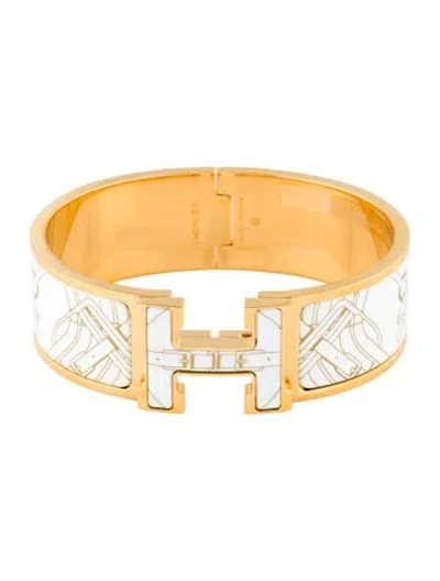 Pre-owned Hermes Enamel Clic Clac H Bangle Bracelet, 6.75" In Multi