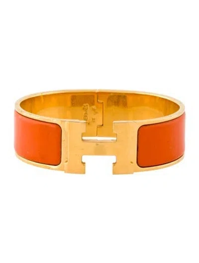 Pre-owned Hermes Enamel Clic Clac H Bangle Bracelet, 7" In Multi