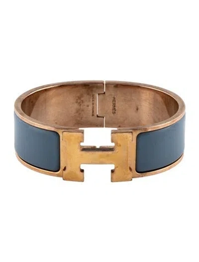 Pre-owned Hermes Enamel Clic Clac H Bracelet, 6.5" In Multi