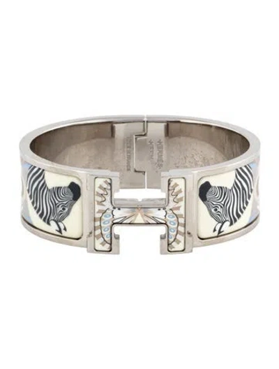 Pre-owned Hermes Enamel Clic Clack H Turnlock Bracelet, 6.5" In Multi