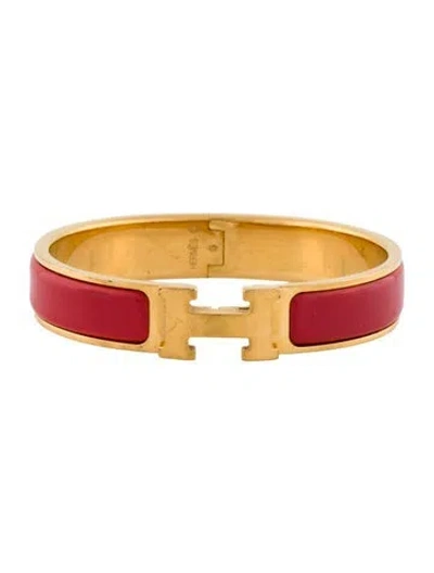Pre-owned Hermes Enamel Clic H Bangle, 6.5" In Multi