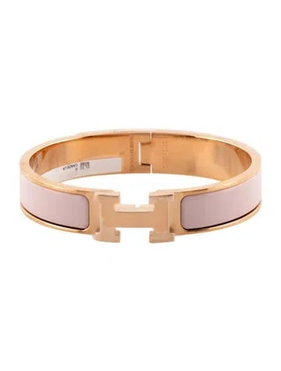 Pre-owned Hermes Enamel Clic H Bangle Bracelet, 6" In Multi