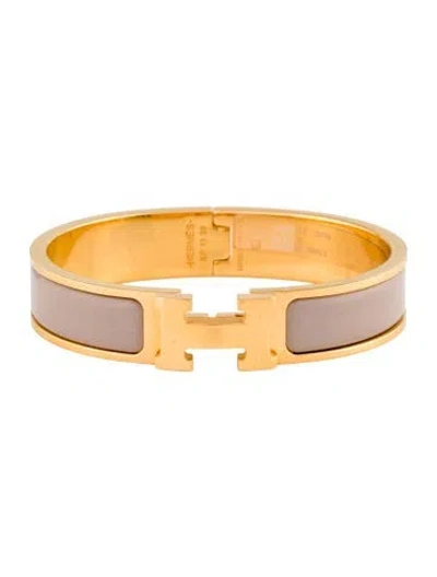 Pre-owned Hermes Enamel Clic H Bangle Bracelet, 6.25" In Multi