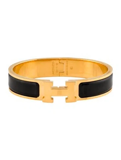 Pre-owned Hermes Enamel Clic H Bangle Bracelet, 6.25" In Multi