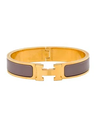 Pre-owned Hermes Enamel Clic H Bangle Bracelet, 6.25" In Multi