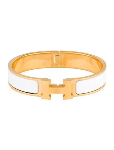 Pre-owned Hermes Enamel Clic H Bangle Bracelet, 6.25" In Multi