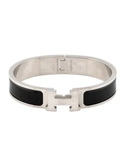 Pre-owned Hermes Enamel Clic H Bangle Bracelet, 6.25" In Multi