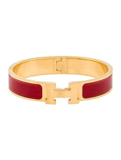 Pre-owned Hermes Enamel Clic H Bangle Bracelet, 6.25" In Multi