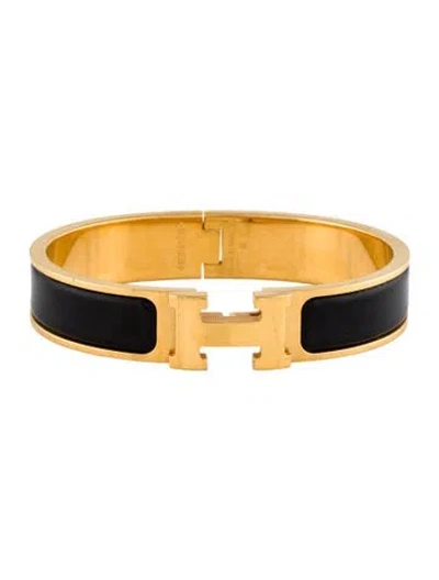 Pre-owned Hermes Enamel Clic H Bangle Bracelet, 6.25" In Multi