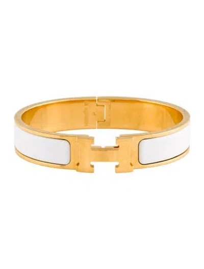 Pre-owned Hermes Enamel Clic H Bangle Bracelet, 6.25" In Multi