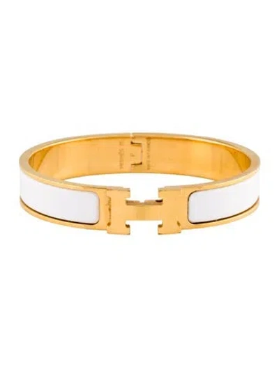 Pre-owned Hermes Enamel Clic H Bangle Bracelet, 6.75" In Multi