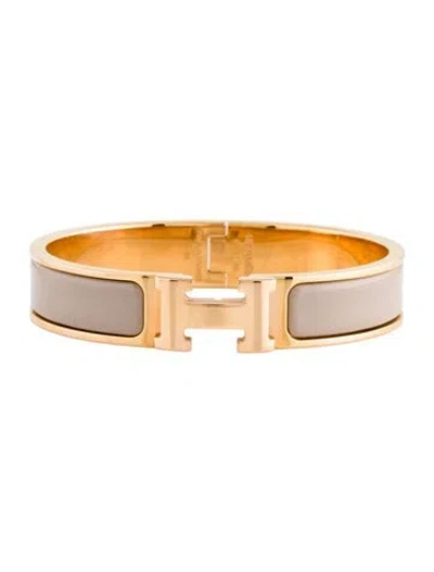 Pre-owned Hermes Enamel Clic H Cuff Bracelet, 6.25" In Multi