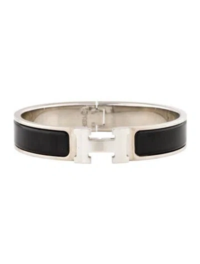 Pre-owned Hermes Enamel Clic H Cuff Bracelet, 6.25" In Multi
