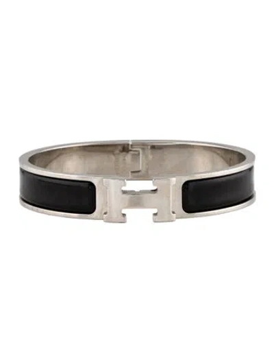 Pre-owned Hermes Enamel Clic H Cuff Bracelet, 6.75" In Multi