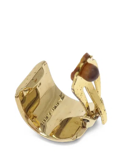 Pre-owned Hermes Enamel Clip-on Earrings In Gold
