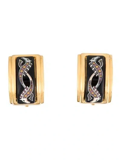 Pre-owned Hermes Enamel Clip-on Earrings In Multi