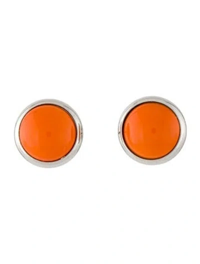 Pre-owned Hermes Enamel Eclipse Stud Earrings In Multi