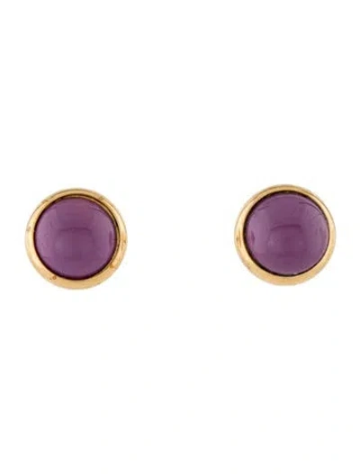 Pre-owned Hermes Enamel Eclipse Stud Earrings In Purple