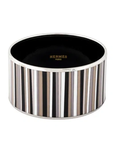 Pre-owned Hermes Enamel Extra Wide Bangle, 7" In Neutral