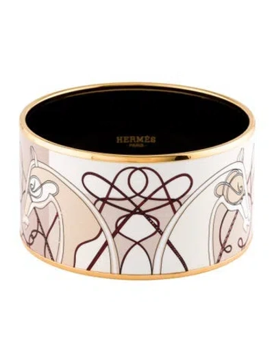 Pre-owned Hermes Enamel Extra Wide Bangle Bracelet, 7" In Multi