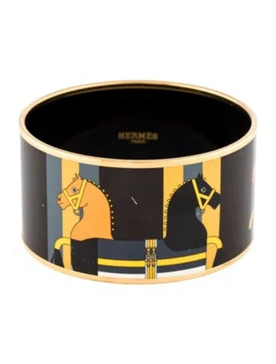 Pre-owned Hermes Enamel Extra Wide Bangle Bracelet, 7.5" In Multi