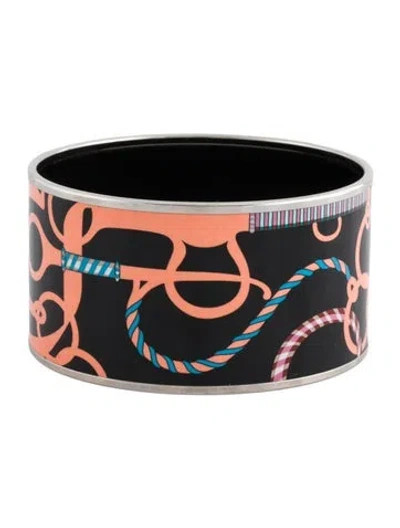 Pre-owned Hermes Enamel Extra Wide Bangle Bracelet, 7.5" In Multi