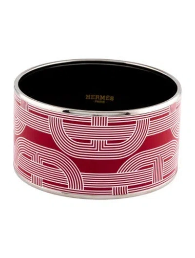 Pre-owned Hermes Enamel Extra Wide Bangle Bracelet In Multi